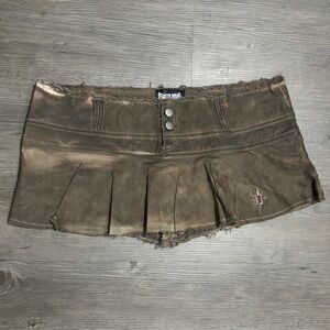 Dolls Kill / Darker Wavs Brown Crossfade Flared Skort
